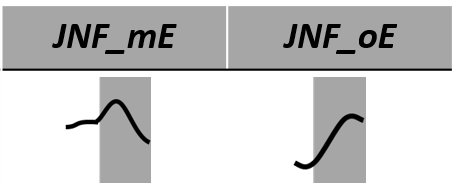 Abbildung 42: Schematische, verkürzte Verläufe von Ja-Nein-Fragen mit Erwartung
              (JNF_mE) und Ja-Nein-Fragen ohne Erwartung (JNF_oE)